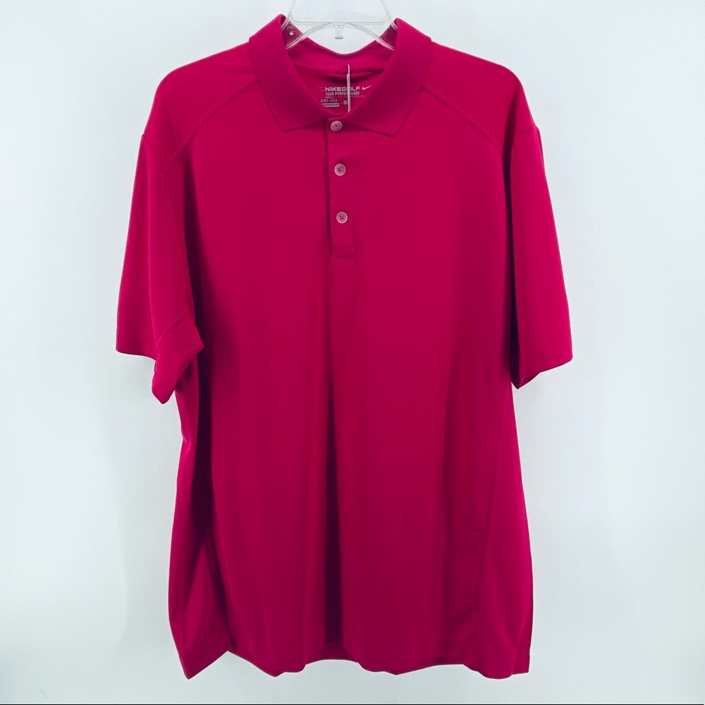 Nike GOLF Tour Performance Dri Fit NWT Pink Men's Size Large Collard Polo 509157